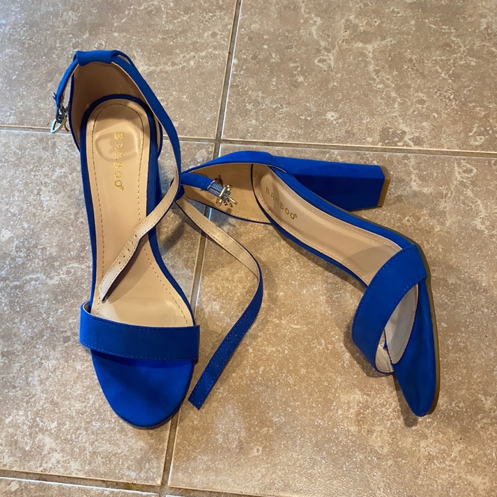New Blue Thick Heel Strap Dress Sandal